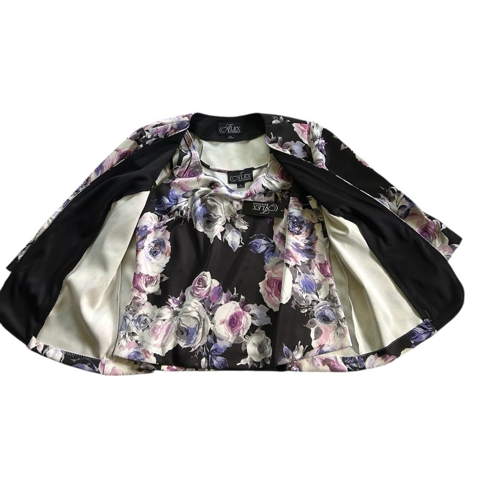Alex Evenings Plus Size 3/4 Sleeve Purple Black Floral Tank & Jacket Set Size XL - Picture 9 of 14